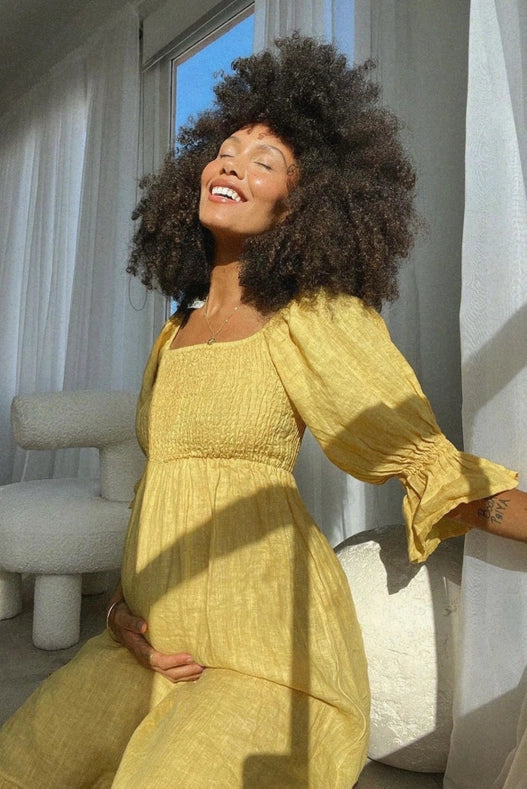 The Deia Dress // Sunflower-Dress-Beachwood-100% Linen-Urbanheer