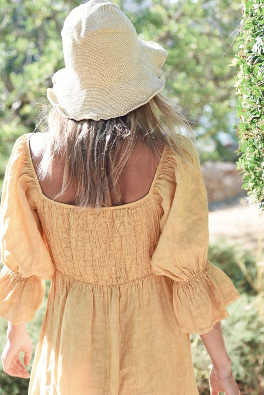 The Deia Dress // Sunflower-Dress-Beachwood-100% Linen-Urbanheer