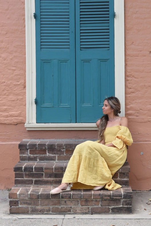 The Deia Dress // Sunflower-Dress-Beachwood-100% Linen-Urbanheer
