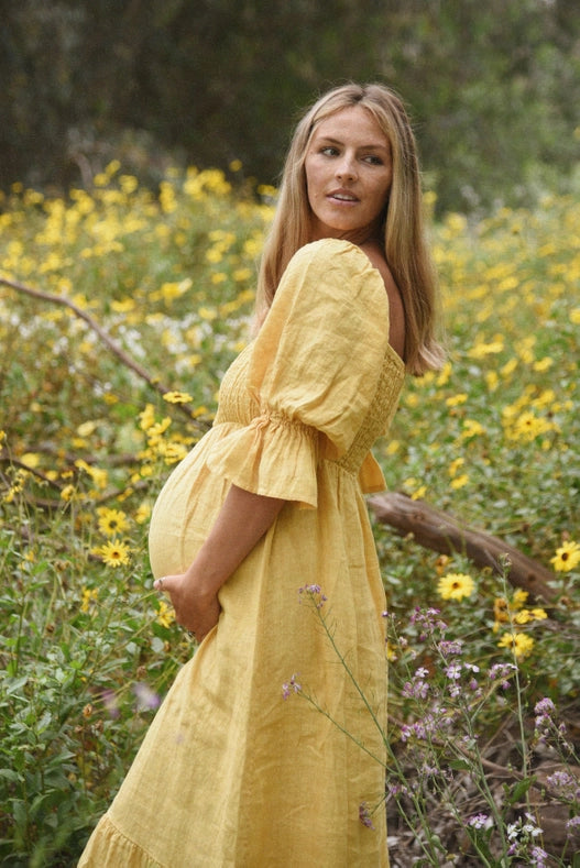 The Deia Dress // Sunflower-Dress-Beachwood-100% Linen-Urbanheer