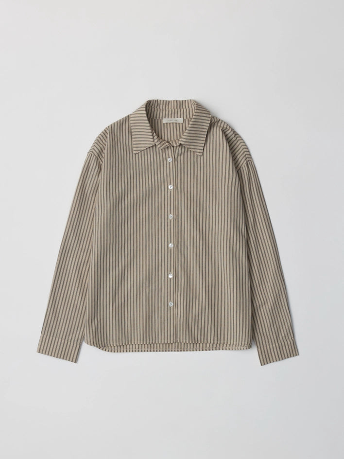 The Dixon Top | Oversized Striped Button-Down Shirt BEIGE-Shirt-All Row-S-BEIGE-Urbanheer