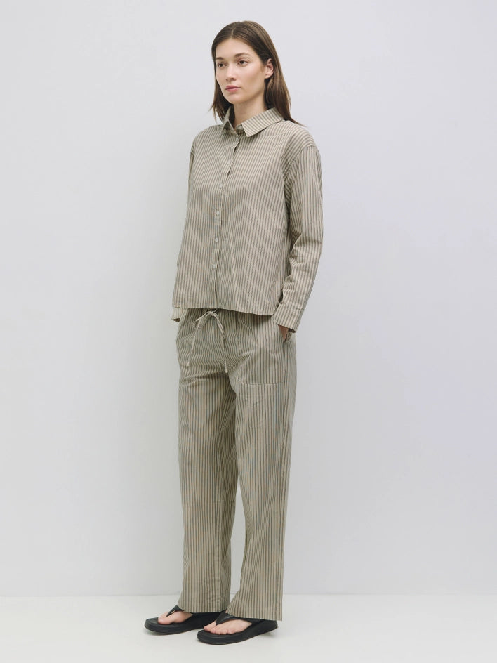 The Dixon Top | Oversized Striped Button-Down Shirt BEIGE-Shirt-All Row-S-BEIGE-Urbanheer