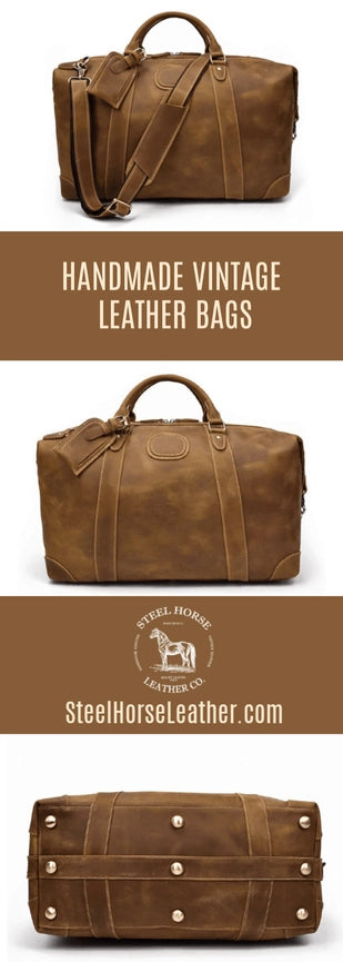 The Eira Duffle Bag | Vintage Leather Weekender Brown-Duffle Bag-Steel Horse Leather-Leather-Brown-Urbanheer