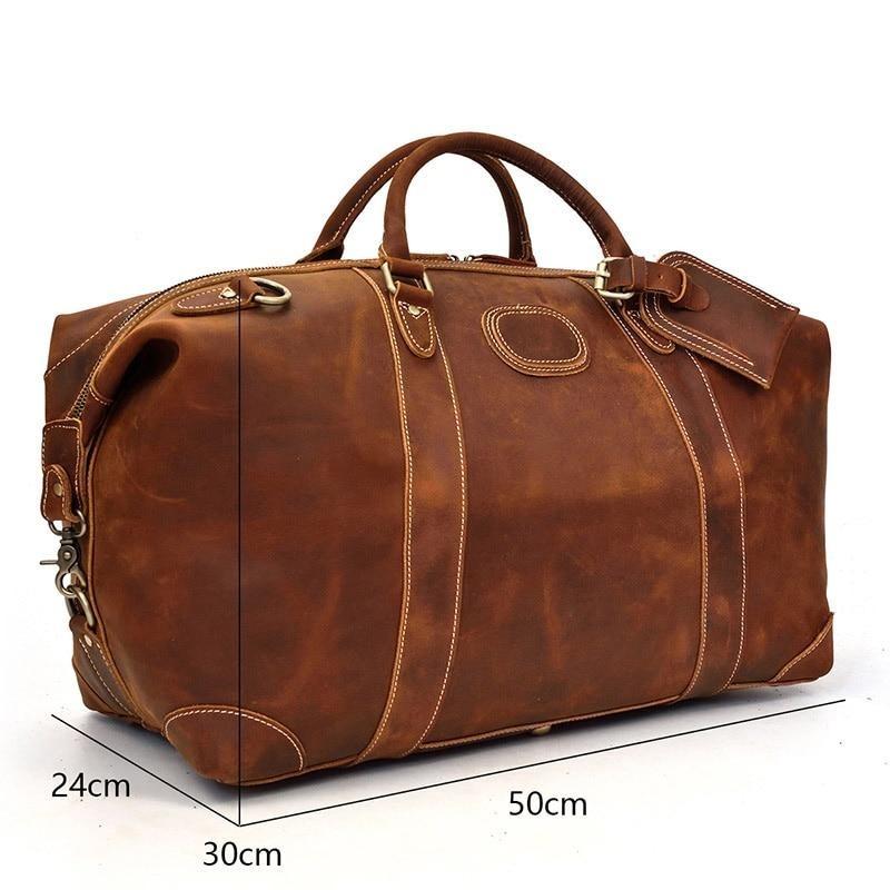 The Eira Duffle Bag | Vintage Leather Weekender Brown-Duffle Bag-Steel Horse Leather-Leather-Brown-Urbanheer