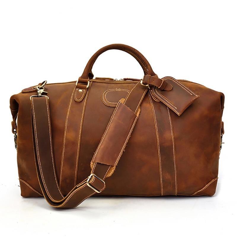 The Eira Duffle Bag | Vintage Leather Weekender Brown-Duffle Bag-Steel Horse Leather-Leather-Brown-Urbanheer