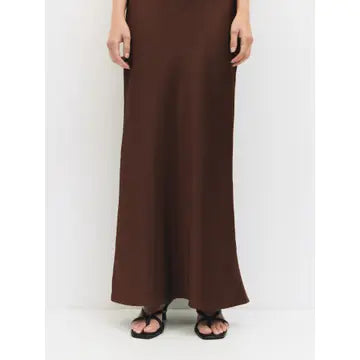 The Elena Skirt | Satin Maxi Skirt - Brown