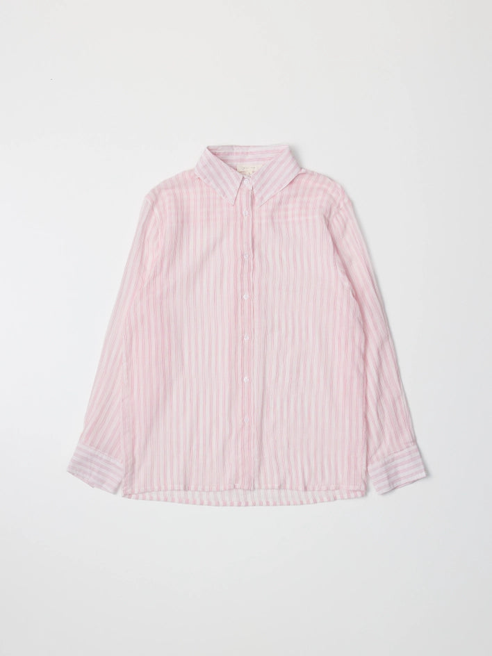 The Frazier Top | Sheer Striped Button-Down Shirt CREAM-PINK-Shirt-All Row-S-CREAM-PINK-Urbanheer
