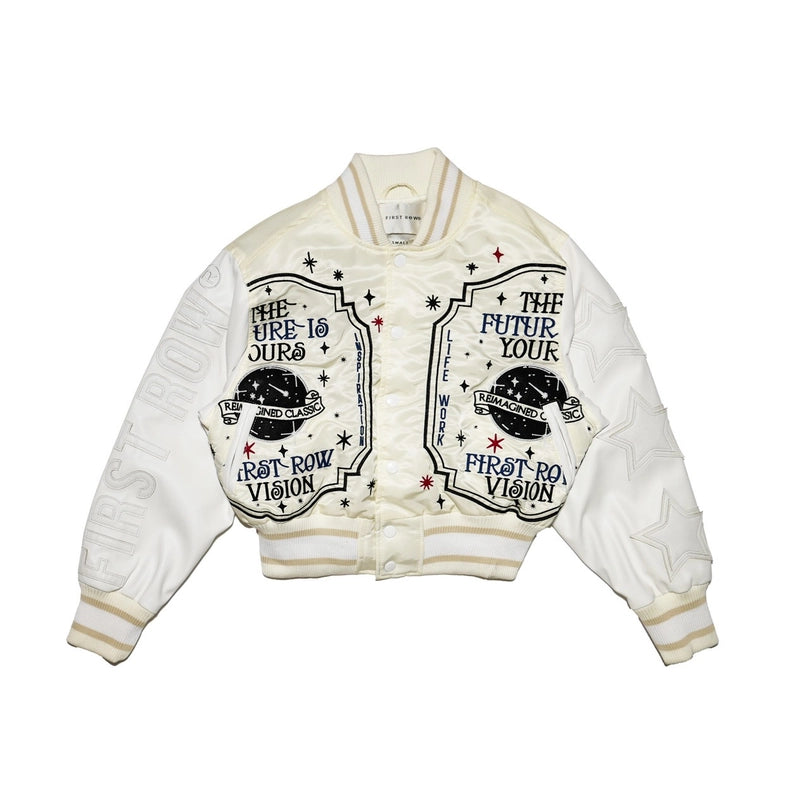 The Future Is Yours Varsity Jacket-Jacket-Vibrant M.i.U-S-Cream-Urbanheer