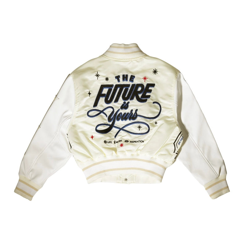The Future Is Yours Varsity Jacket-Jacket-Vibrant M.i.U-S-Cream-Urbanheer