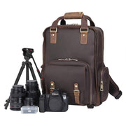 The Gaetano | Large Leather Backpack Camera Bag with Tripod Holder-Backpack-Steel Horse Leather-Leather-Urbanheer