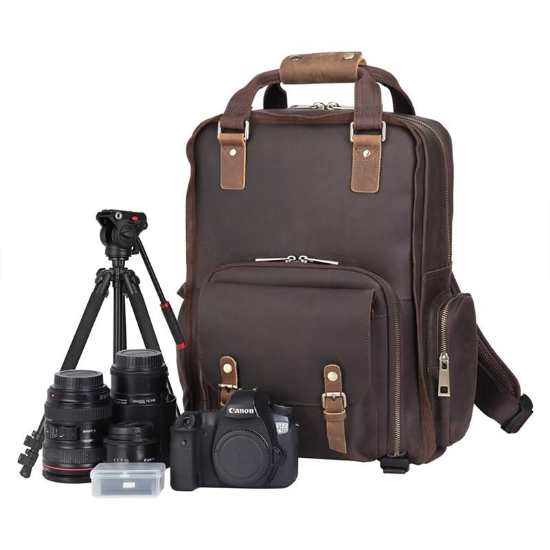 The Gaetano | Large Leather Backpack Camera Bag with Tripod Holder-Backpack-Steel Horse Leather-Leather-Urbanheer