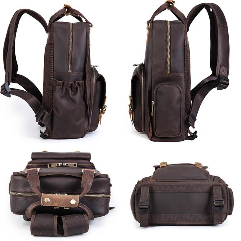 The Gaetano | Large Leather Backpack Camera Bag with Tripod Holder-Backpack-Steel Horse Leather-Leather-Urbanheer