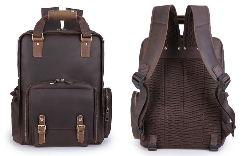 The Gaetano | Large Leather Backpack Camera Bag with Tripod Holder-Backpack-Steel Horse Leather-Leather-Urbanheer