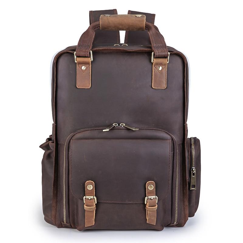 The Gaetano | Large Leather Backpack Camera Bag with Tripod Holder-Backpack-Steel Horse Leather-Leather-Urbanheer