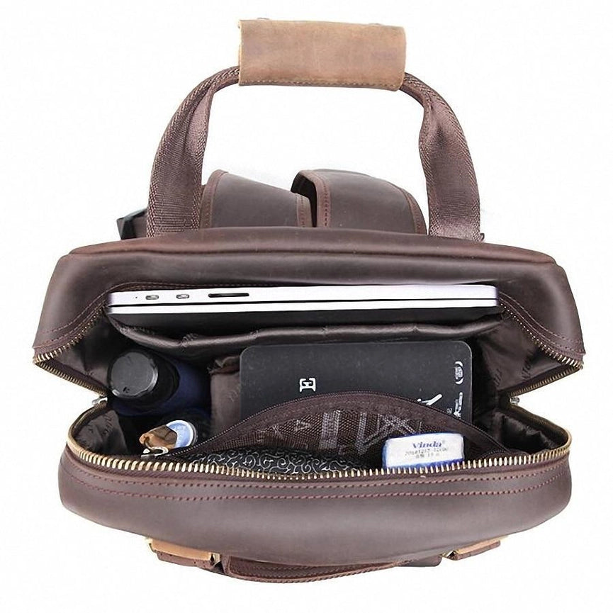 The Gaetano | Large Leather Backpack Camera Bag with Tripod Holder-Backpack-Steel Horse Leather-Leather-Urbanheer