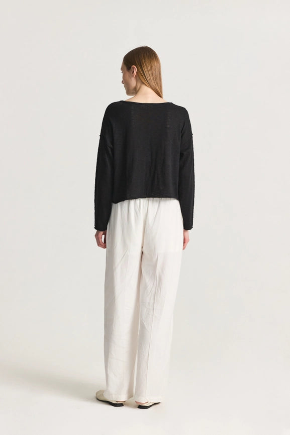The Gia Top | Relaxed Boat Neck Long Sleeve Top-Top-MOD REF-S-Urbanheer