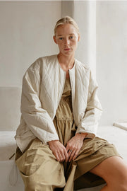 The Greta Jacket | Oversized Quilted Jacket with Drawstrings CREAM-Jacket-MOD REF-S-CREAM-Urbanheer