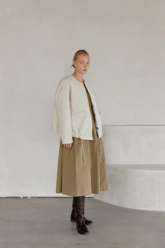 The Greta Jacket | Oversized Quilted Jacket with Drawstrings CREAM-Jacket-MOD REF-S-CREAM-Urbanheer
