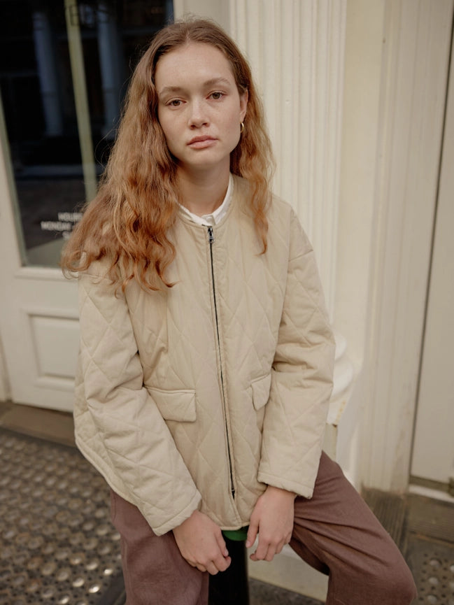 The Greta Jacket | Oversized Quilted Jacket with Drawstrings CREAM-Jacket-MOD REF-S-CREAM-Urbanheer