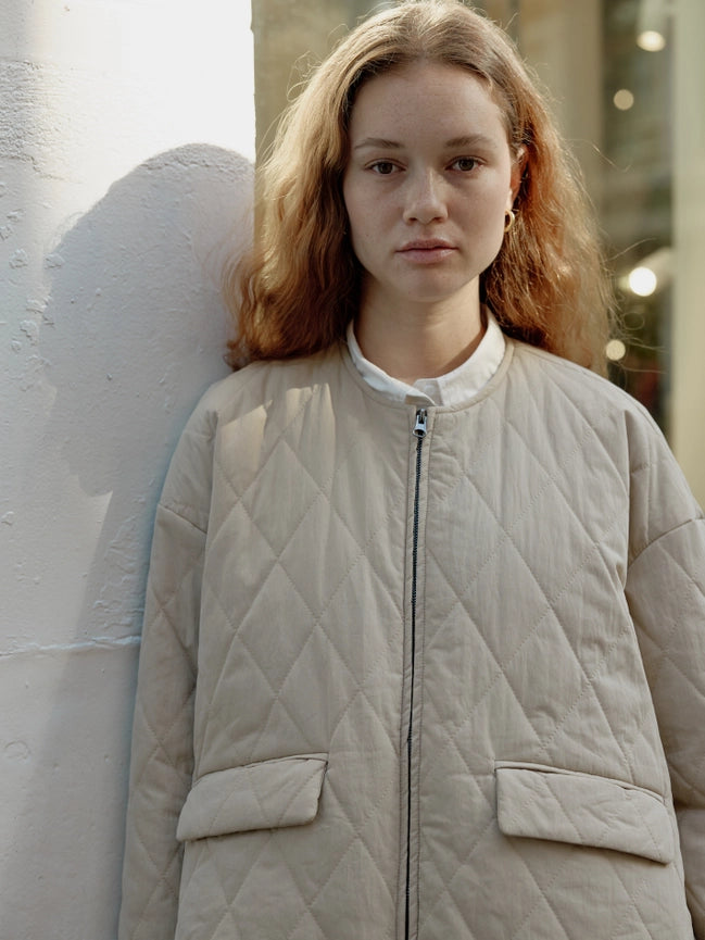 The Greta Jacket | Oversized Quilted Jacket with Drawstrings CREAM-Jacket-MOD REF-S-CREAM-Urbanheer