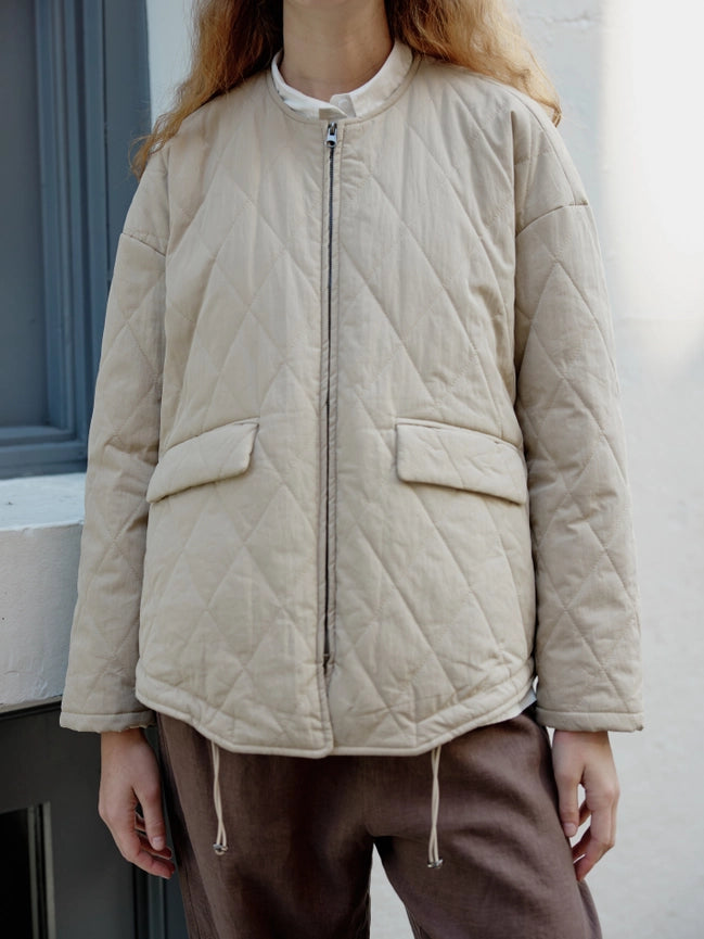 The Greta Jacket | Oversized Quilted Jacket with Drawstrings CREAM-Jacket-MOD REF-S-CREAM-Urbanheer