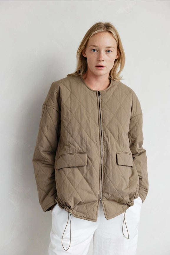 The Greta Jacket | Oversized Quilted Jacket with Drawstrings OLIVE-Jacket-MOD REF-S-OLIVE-Urbanheer