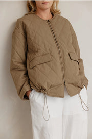 The Greta Jacket | Oversized Quilted Jacket with Drawstrings OLIVE-Jacket-MOD REF-S-OLIVE-Urbanheer