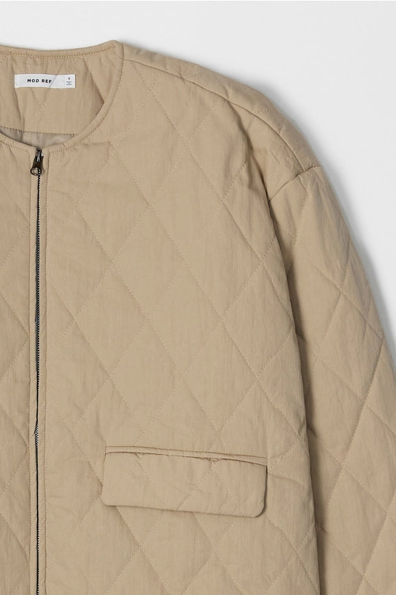 The Greta Jacket | Oversized Quilted Jacket with Drawstrings TAN-Jacket-MOD REF-S-TAN-Urbanheer