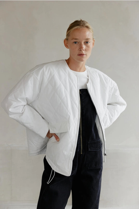 The Greta Jacket | Oversized Quilted Jacket with Drawstrings WHITE-Jacket-MOD REF-S-WHITE-Urbanheer