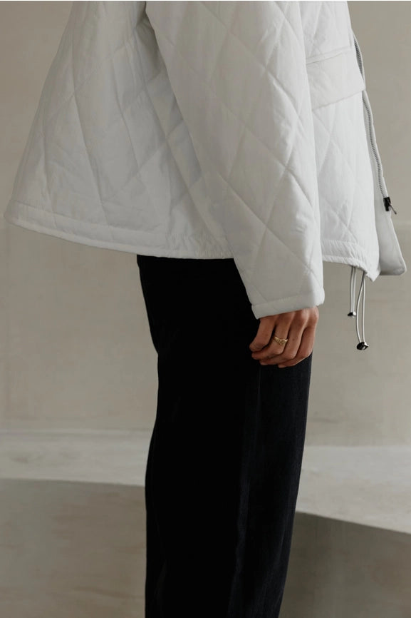 The Greta Jacket | Oversized Quilted Jacket with Drawstrings WHITE-Jacket-MOD REF-S-WHITE-Urbanheer