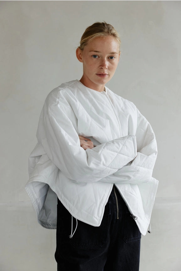 The Greta Jacket | Oversized Quilted Jacket with Drawstrings WHITE-Jacket-MOD REF-S-WHITE-Urbanheer