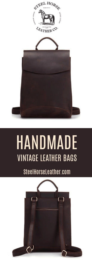 The Gyda Backpack | Vintage Leather Travel Backpack-Backpack-Steel Horse Leather-Leather-Brown-12.1"L x 11"H x 4"W (31cm x 28cm x 10cm)-Urbanheer
