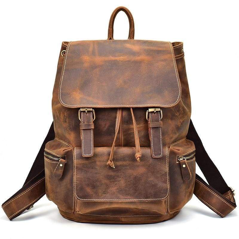 The Hagen Backpack | Vintage Leather Backpack Brown-Backpack-Steel Horse Leather-14.6" X 12.2" X 5.1" (37x 31cm x 13cm)-Leather-Brown-Urbanheer