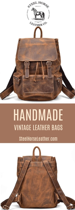 The Hagen Backpack | Vintage Leather Backpack Brown-Backpack-Steel Horse Leather-14.6" X 12.2" X 5.1" (37x 31cm x 13cm)-Leather-Brown-Urbanheer