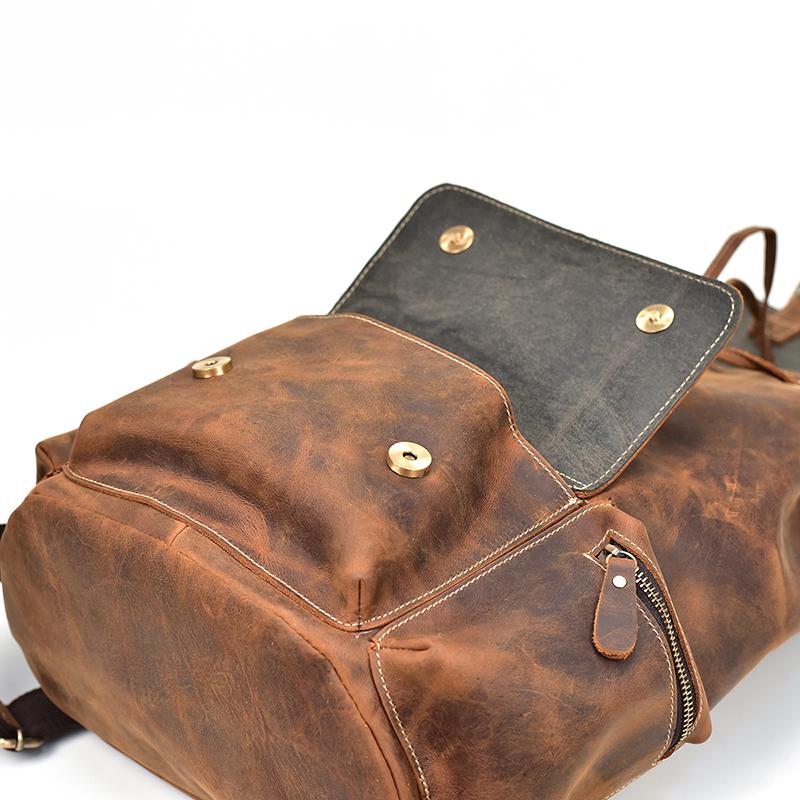 The Hagen Backpack | Vintage Leather Backpack Brown-Backpack-Steel Horse Leather-14.6" X 12.2" X 5.1" (37x 31cm x 13cm)-Leather-Brown-Urbanheer