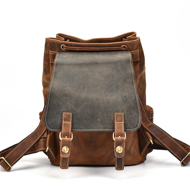 The Hagen Backpack | Vintage Leather Backpack Brown-Backpack-Steel Horse Leather-14.6" X 12.2" X 5.1" (37x 31cm x 13cm)-Leather-Brown-Urbanheer