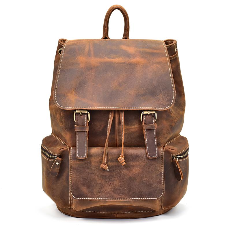 The Hagen Backpack | Vintage Leather Backpack Brown-Backpack-Steel Horse Leather-14.6" X 12.2" X 5.1" (37x 31cm x 13cm)-Leather-Brown-Urbanheer