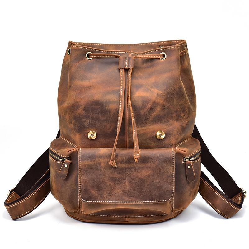 The Hagen Backpack | Vintage Leather Backpack Brown-Backpack-Steel Horse Leather-14.6" X 12.2" X 5.1" (37x 31cm x 13cm)-Leather-Brown-Urbanheer