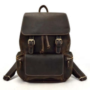 The Hagen Backpack | Vintage Leather Backpack Dark Brown-Backpack-Steel Horse Leather-14.6" X 12.2" X 5.1" (37x 31cm x 13cm)-Leather-Dark Brown-Urbanheer