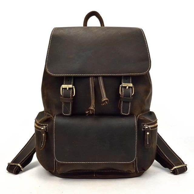 The Hagen Backpack | Vintage Leather Backpack Dark Brown-Backpack-Steel Horse Leather-14.6" X 12.2" X 5.1" (37x 31cm x 13cm)-Leather-Dark Brown-Urbanheer