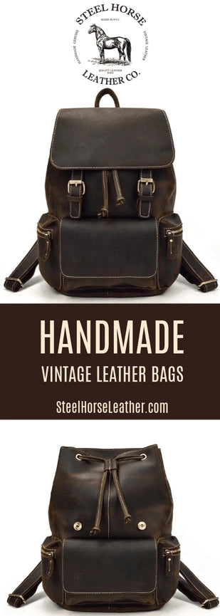 The Hagen Backpack | Vintage Leather Backpack Dark Brown-Backpack-Steel Horse Leather-14.6" X 12.2" X 5.1" (37x 31cm x 13cm)-Leather-Dark Brown-Urbanheer