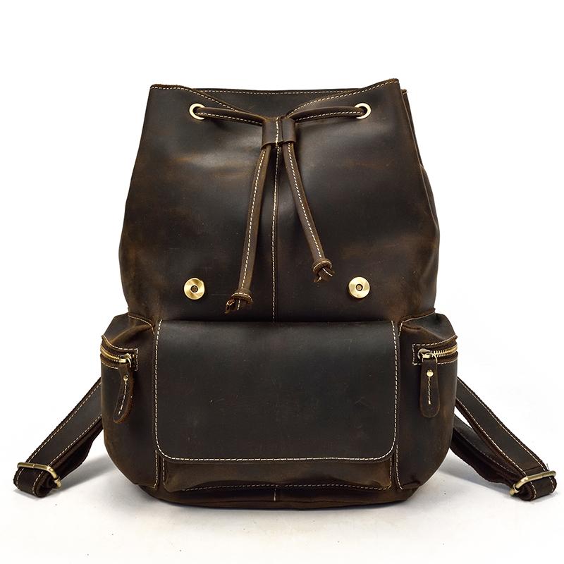 The Hagen Backpack | Vintage Leather Backpack Dark Brown-Backpack-Steel Horse Leather-14.6" X 12.2" X 5.1" (37x 31cm x 13cm)-Leather-Dark Brown-Urbanheer