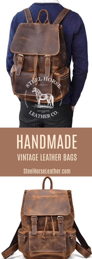 The Hagen Backpack | Vintage Leather Backpack Dark Brown-Backpack-Steel Horse Leather-14.6" X 12.2" X 5.1" (37x 31cm x 13cm)-Leather-Dark Brown-Urbanheer