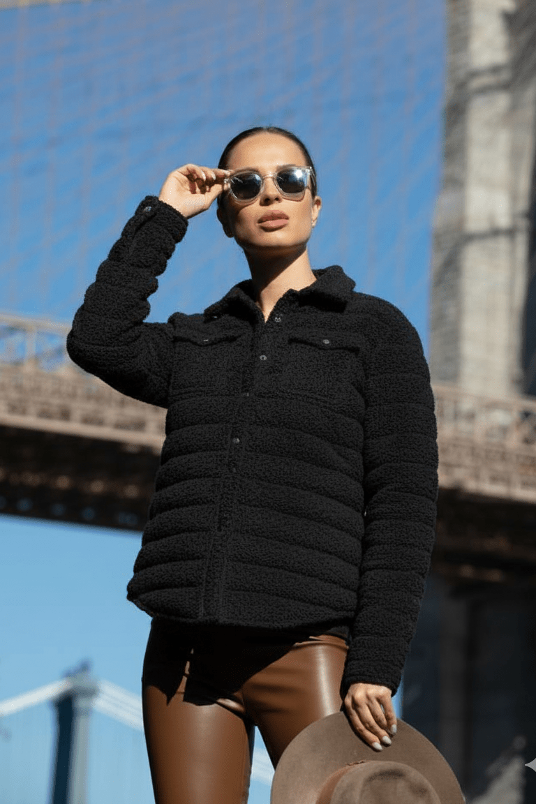 The Harrow Bouclé | Down Shirt | Midnight Black
