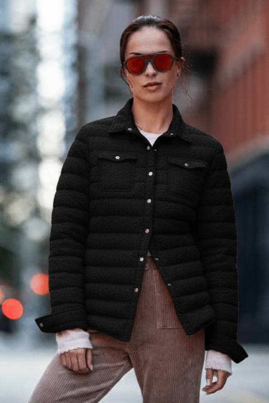 The Harrow Bouclé | Down Shirt | Midnight Black