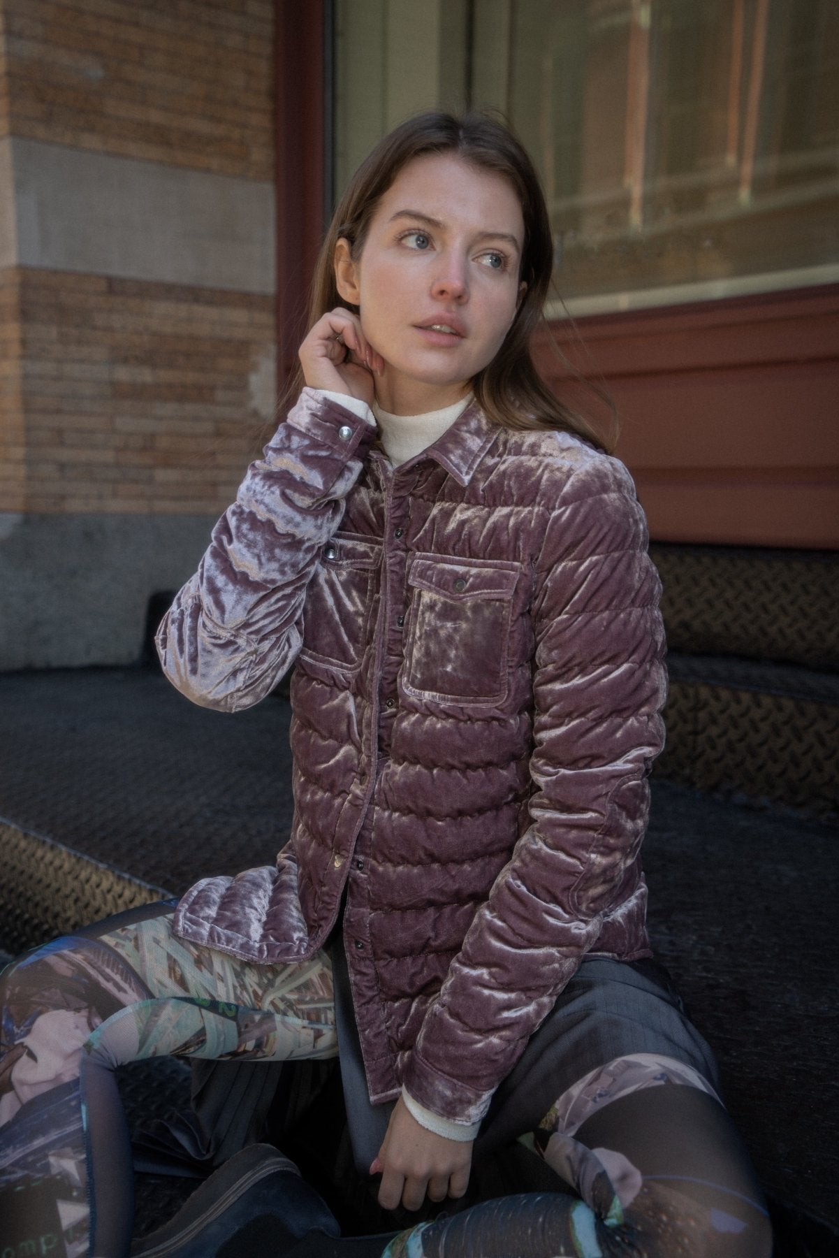 The Harrow Velour | Down Shirt | Stormy Pink | XS Only