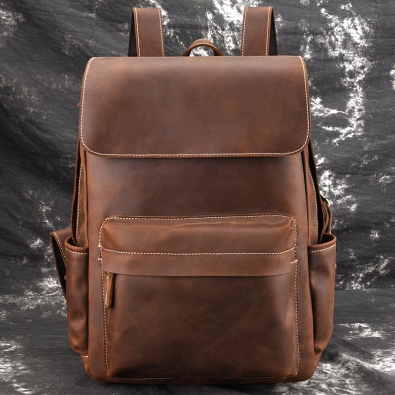 The Helka Backpack | Genuine Vintage Leather Backpack-Backpack-Steel Horse Leather-Leather-Dark Brown-Urbanheer