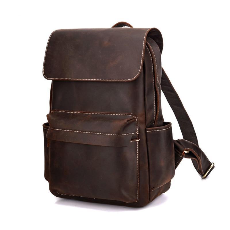 The Helka Backpack | Genuine Vintage Leather Backpack-Backpack-Steel Horse Leather-Leather-Dark Brown-Urbanheer