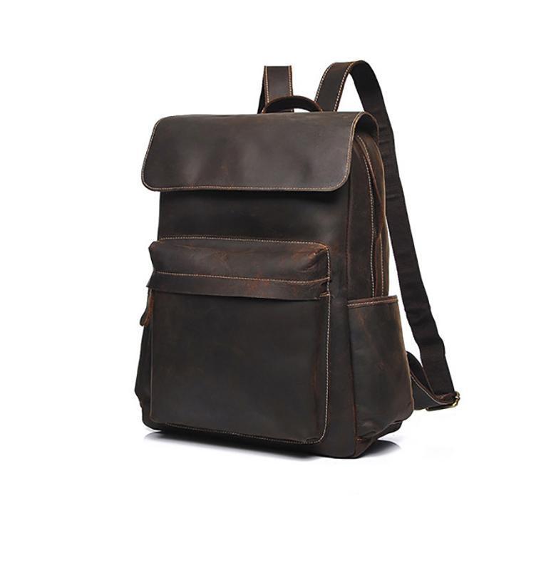 The Helka Backpack | Genuine Vintage Leather Backpack-Backpack-Steel Horse Leather-Leather-Dark Brown-Urbanheer