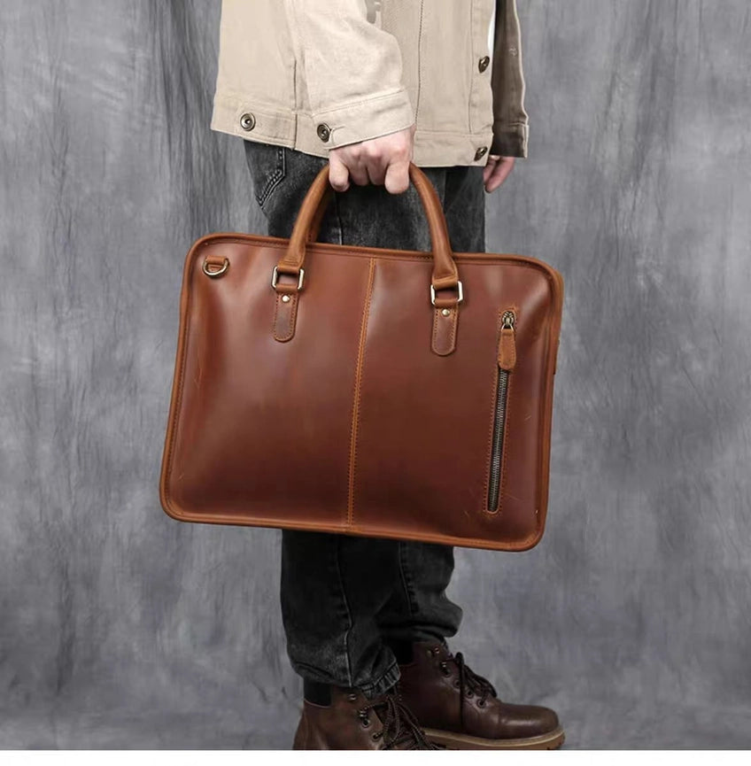 The Hemming Leather Laptop Bag | Vintage Leather Briefcase-Briefcases-Steel Horse Leather-Leather-Urbanheer